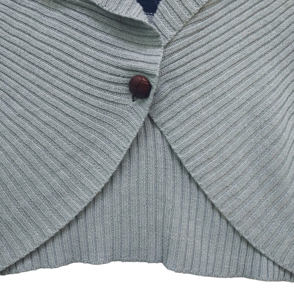 Roxy Gray Blue Striped Kimono Wide Sleeve Shawl Collar Bolero Cocoon Cardigan - Picture 6 of 9